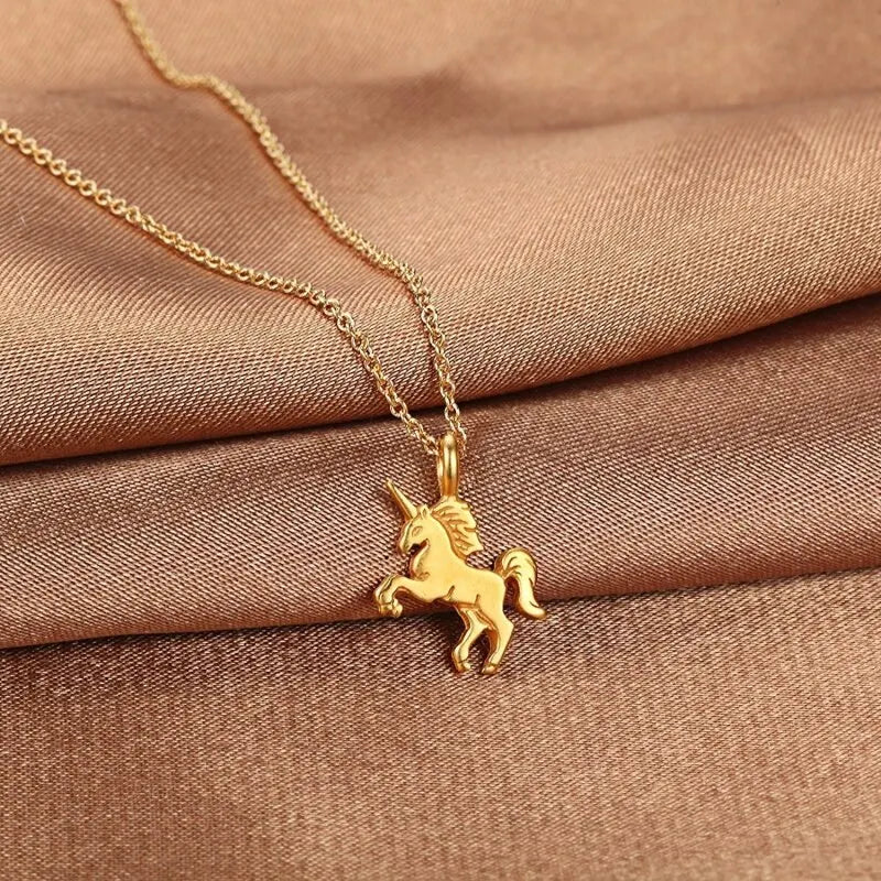 Unicorn Pendant Necklace Gold Plated Zinc Alloy – Women's Fashion Pendant Necklace Nixie