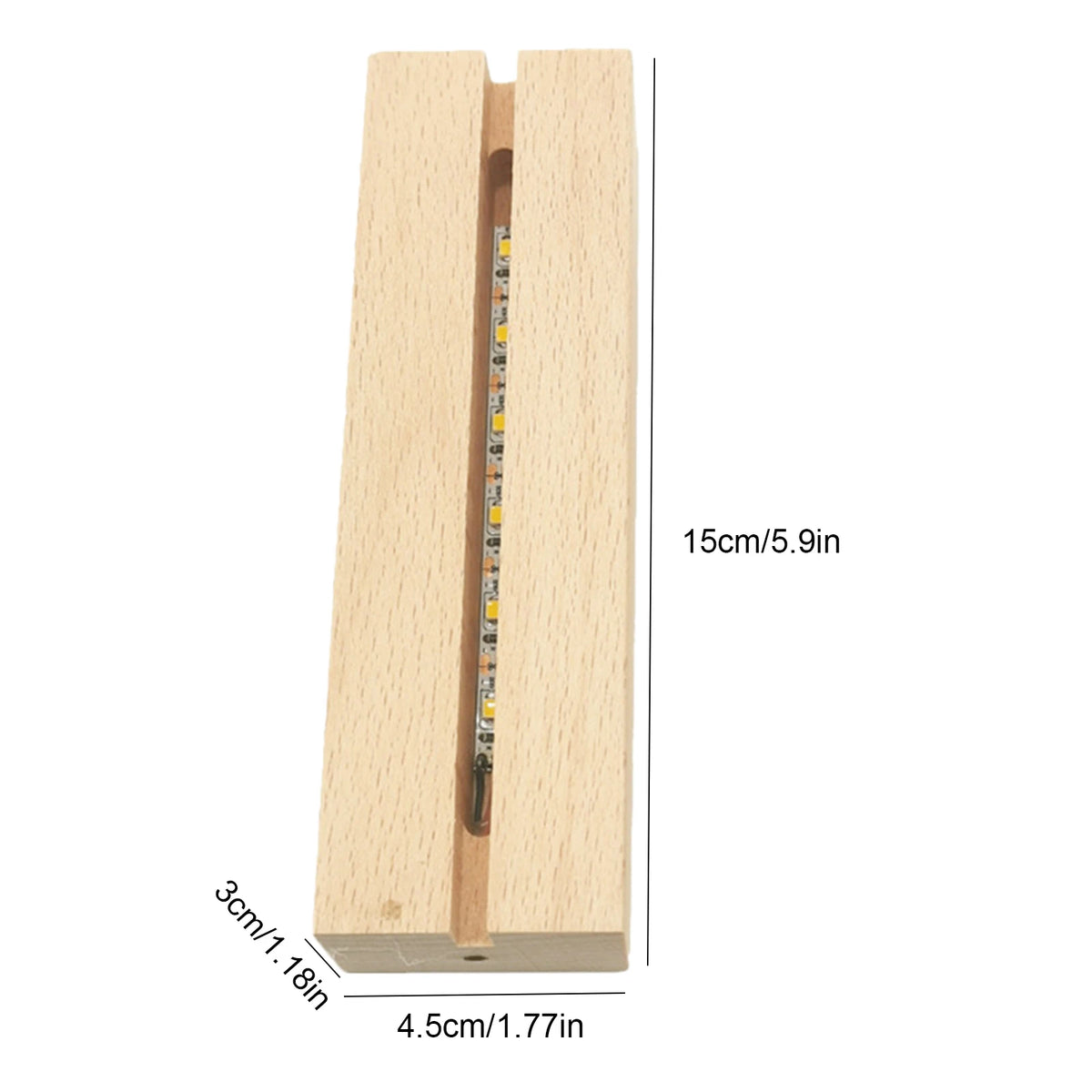 LED Wooden Light Base for Crystal, Acrylic & Resin Art – USB LED Display Base Nixie