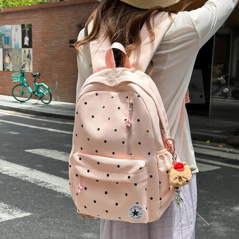 Japanese Polka Dot Backpack – Cute Girls School & Travel Bag Girls School Backpack Nixie