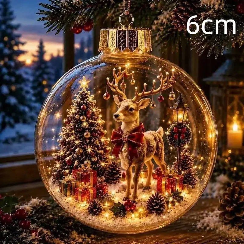 LED Luminous Christmas Crystal Ball Ornament – Santa & Snowman Christmas Ball Ornament Nixie A8 6cm