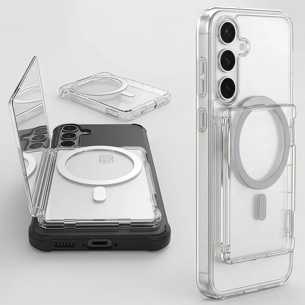 MagSafe Card Sleeve – Transparent 2-Slot Magnetic Wallet Stand Magnetic Card Wallet Nixie