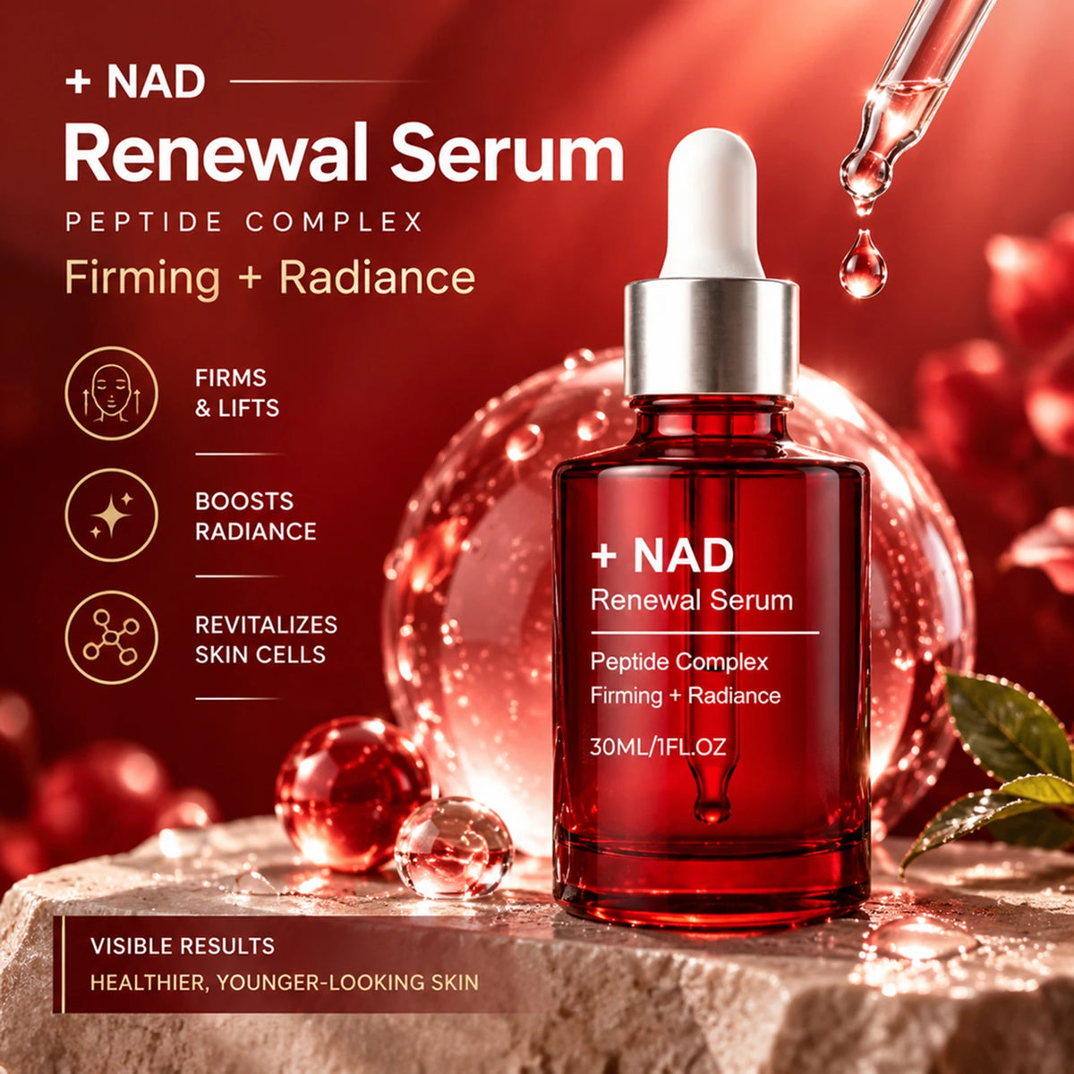 VIARELINE NAD+ Renewal Serum – Firming Brightening Facial Essence Facial Serum Nixie