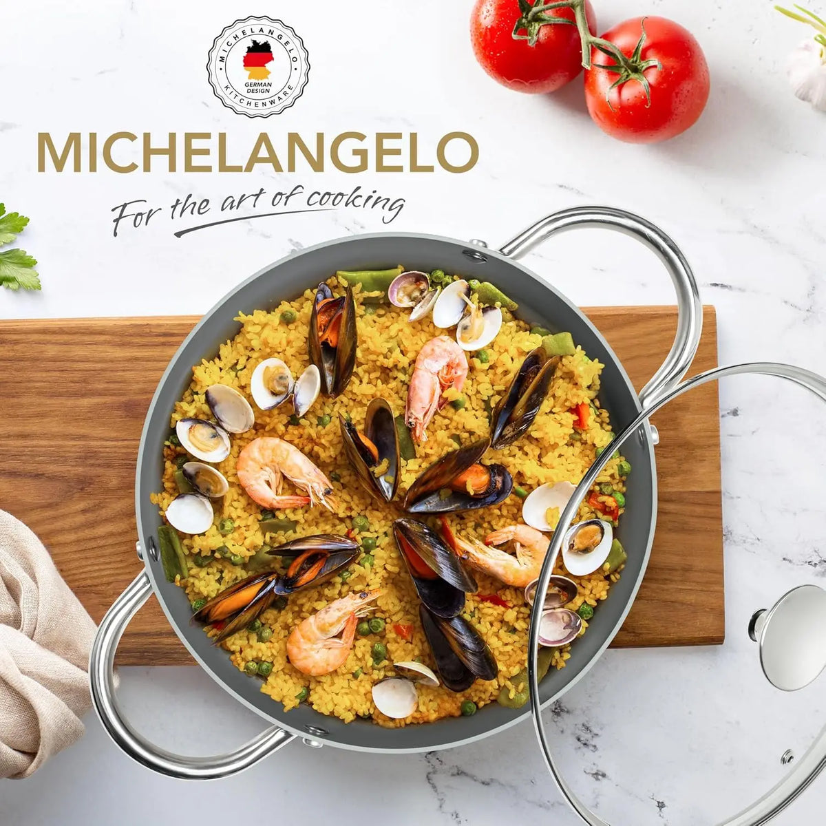 MICHELANGELO 6QT Ceramic Nonstick Stock Pot with Lid | Induction Ceramic Stock Pot Nixie