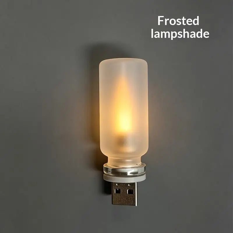 USB LED Flickering Flame Glass Candle Night Light | Home Decor