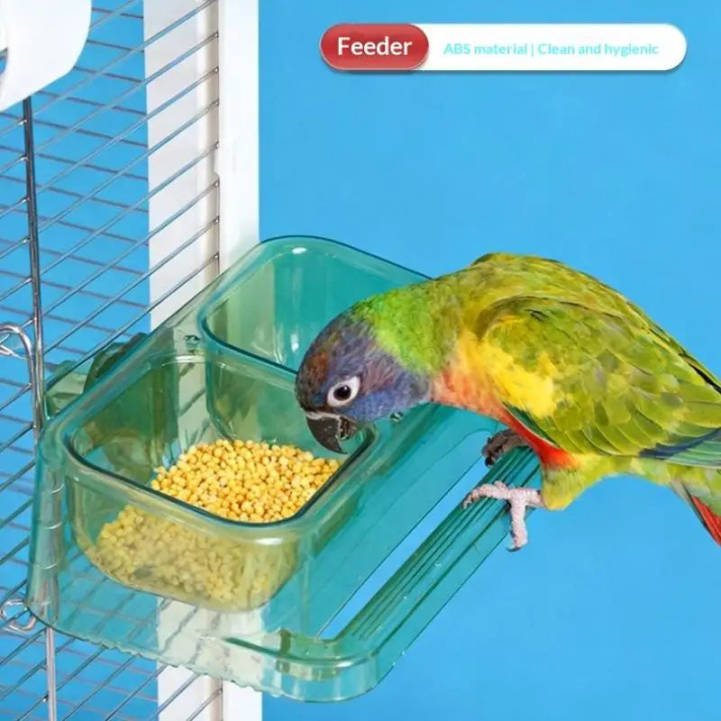 Parrot Double Bowl Hanging Bird Feeder – Splash-Proof Large Capacity