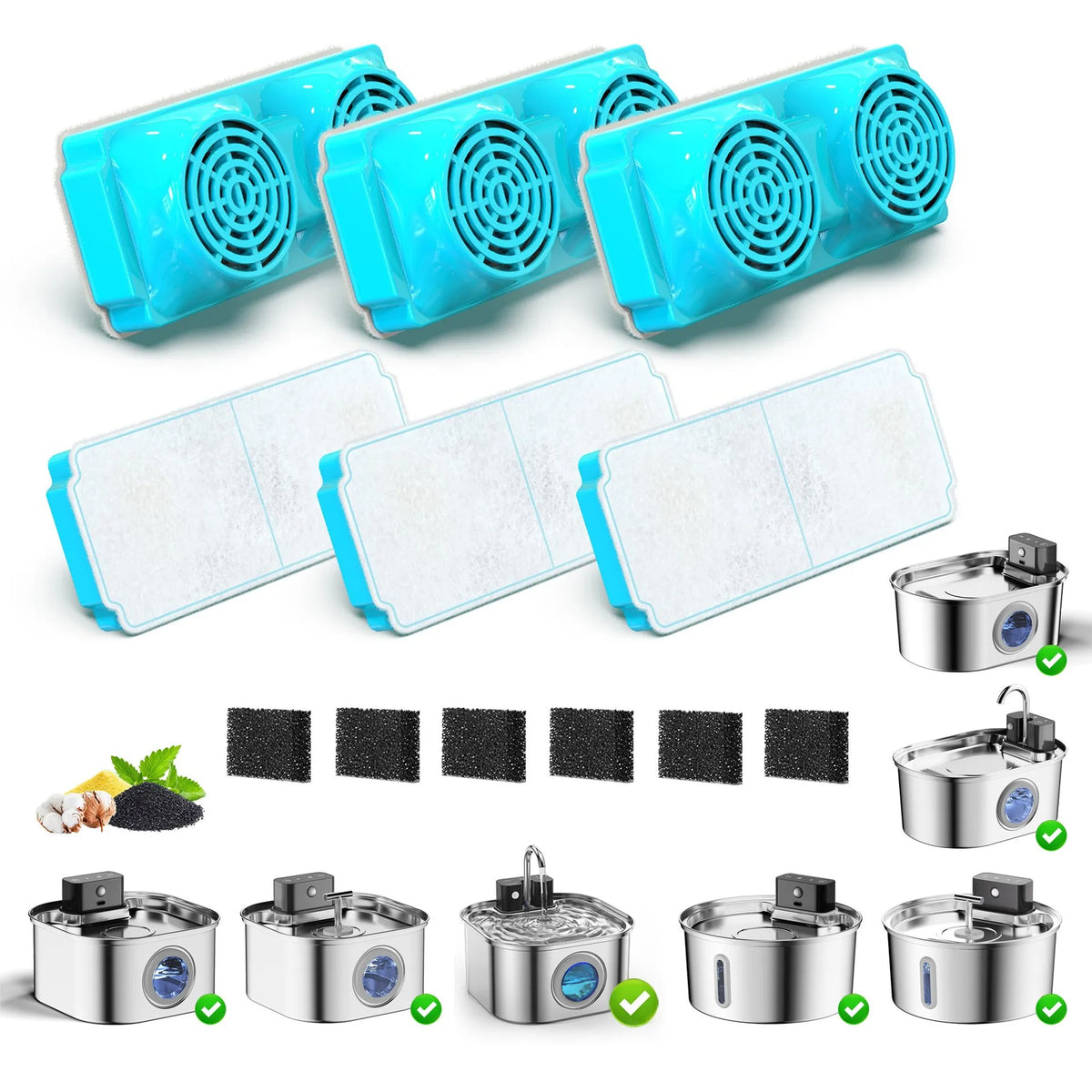 Cat Water Fountain Replacement Filters – Pet Water Purifier Pet Fountain Filter Nixie 6packs
