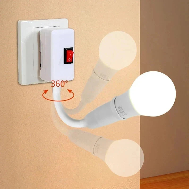 E27 Plug-In Swivel Bulb Holder with Switch & Flexible Hose EU Plug Plug-In Lamp Holder Nixie