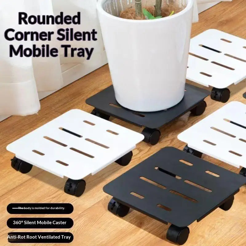 Mobile Plant Pot Tray with Wheels – Heavy Duty Rolling Trolley Plant Pot Trolley Nixie