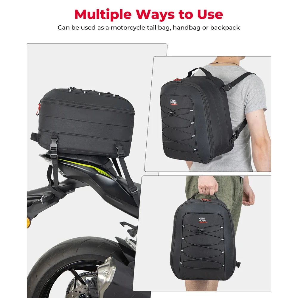 KEMITOUR Motorcycle Tail Bag Expandable Rear Seat Backpack Motorcycle Tail Bag Nixie