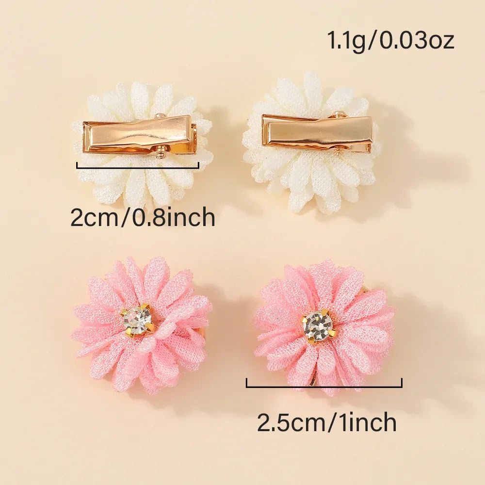 12-Piece Girls Flower Hair Clips – Chrysanthemum & Rhinestones Flower Hair Clips Nixie