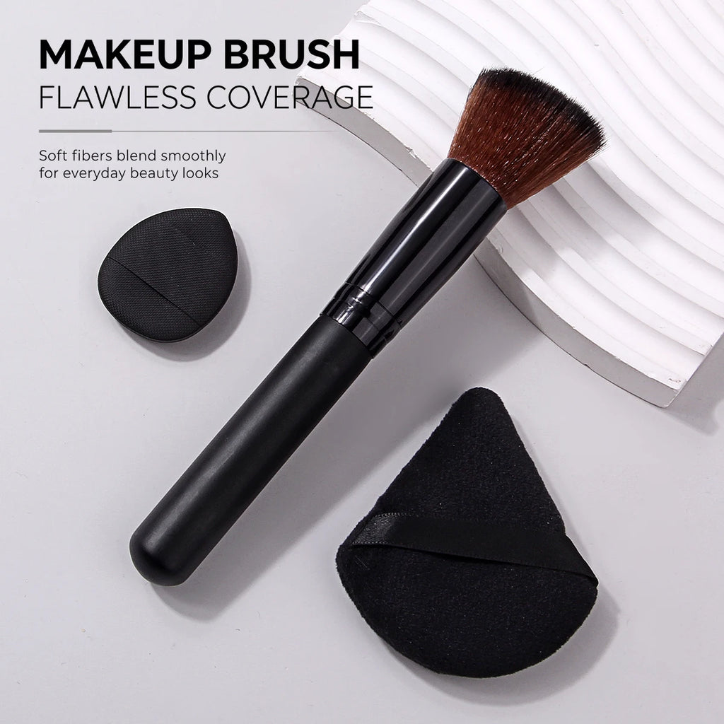 Angled Foundation Brush Set with Powder Puff & Sponge Makeup Brush Set Nixie Default Title
