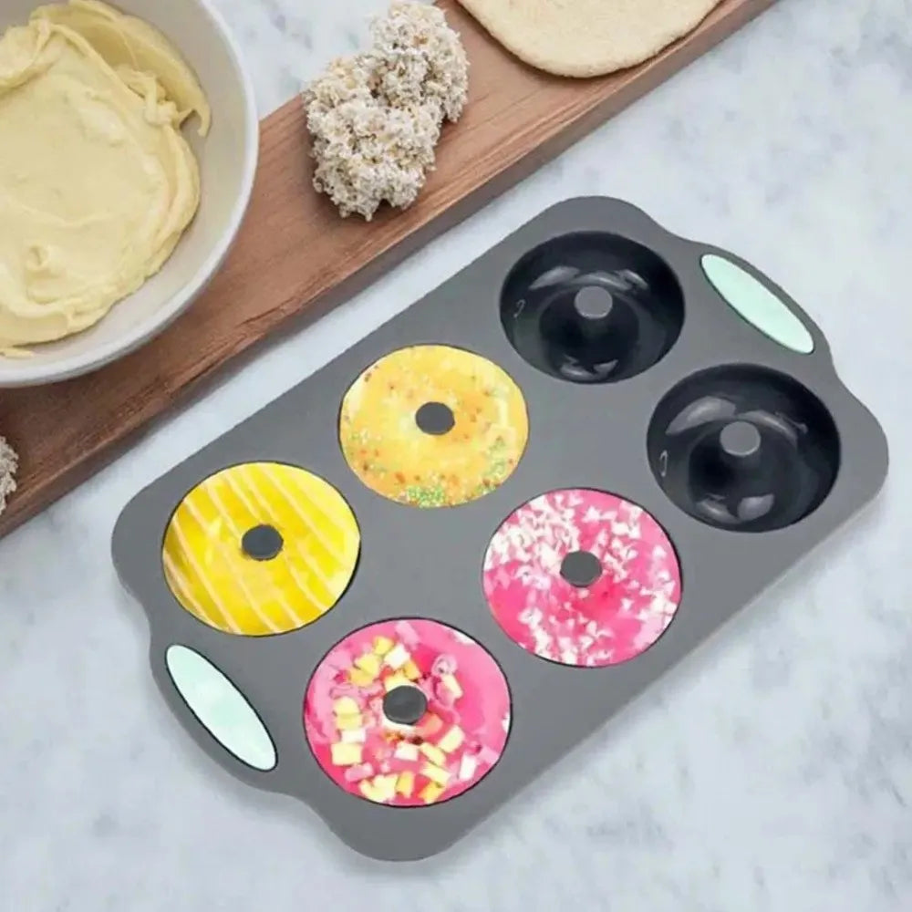 Non-Stick Silicone Donut Mold 6-Cavity Reusable Baking Tray Silicone Baking Mold Nixie