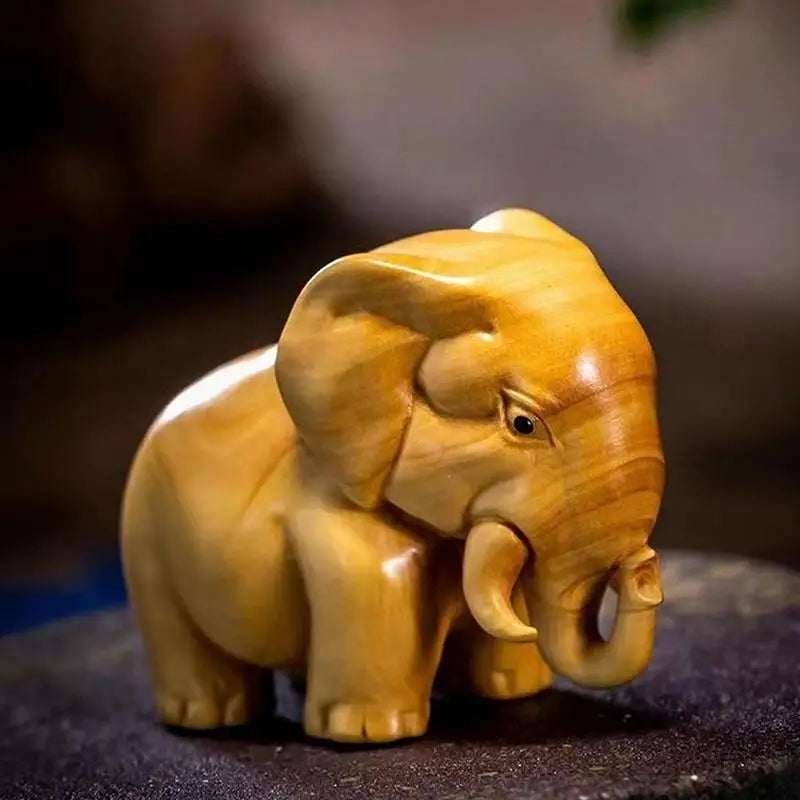 Hand-Carved Rhino Hippo Elephant Figurines – Home Décor Set Animal Figurines Nixie