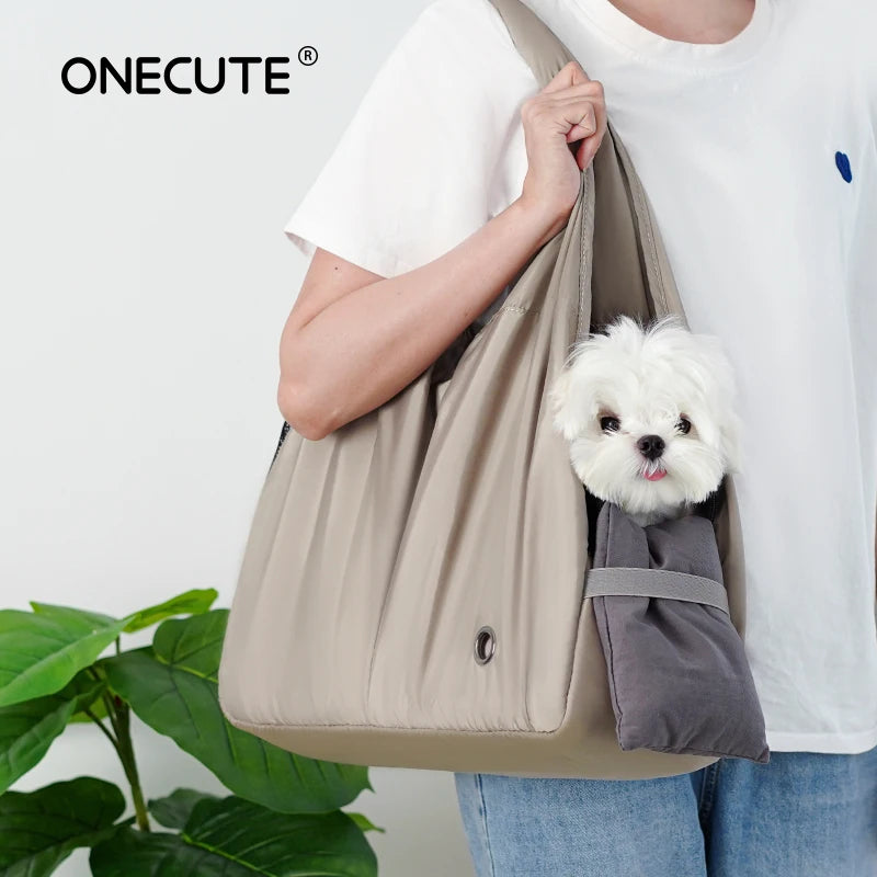 Pet Crossbody Carrier Bag for Small Dogs – 3-Way Carry Dog Carrier Bag Nixie Light Walnut