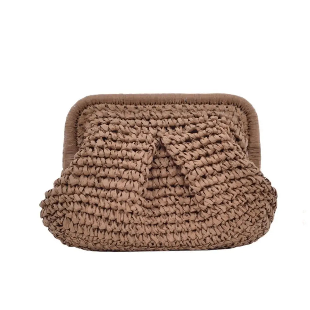 Large Straw Woven Shoulder Bag with Chain Strap | Boho Tote Straw Shoulder Bag Nixie