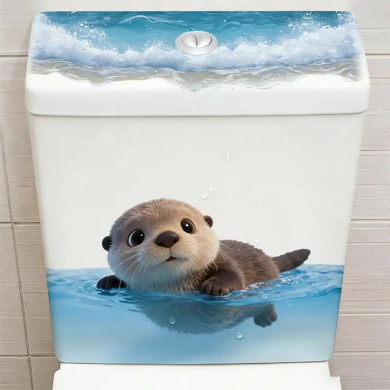 Sea Otter Toilet Sticker Set – Waterproof Ocean Bathroom Decal Bathroom Decor Sticker Nixie Default Title