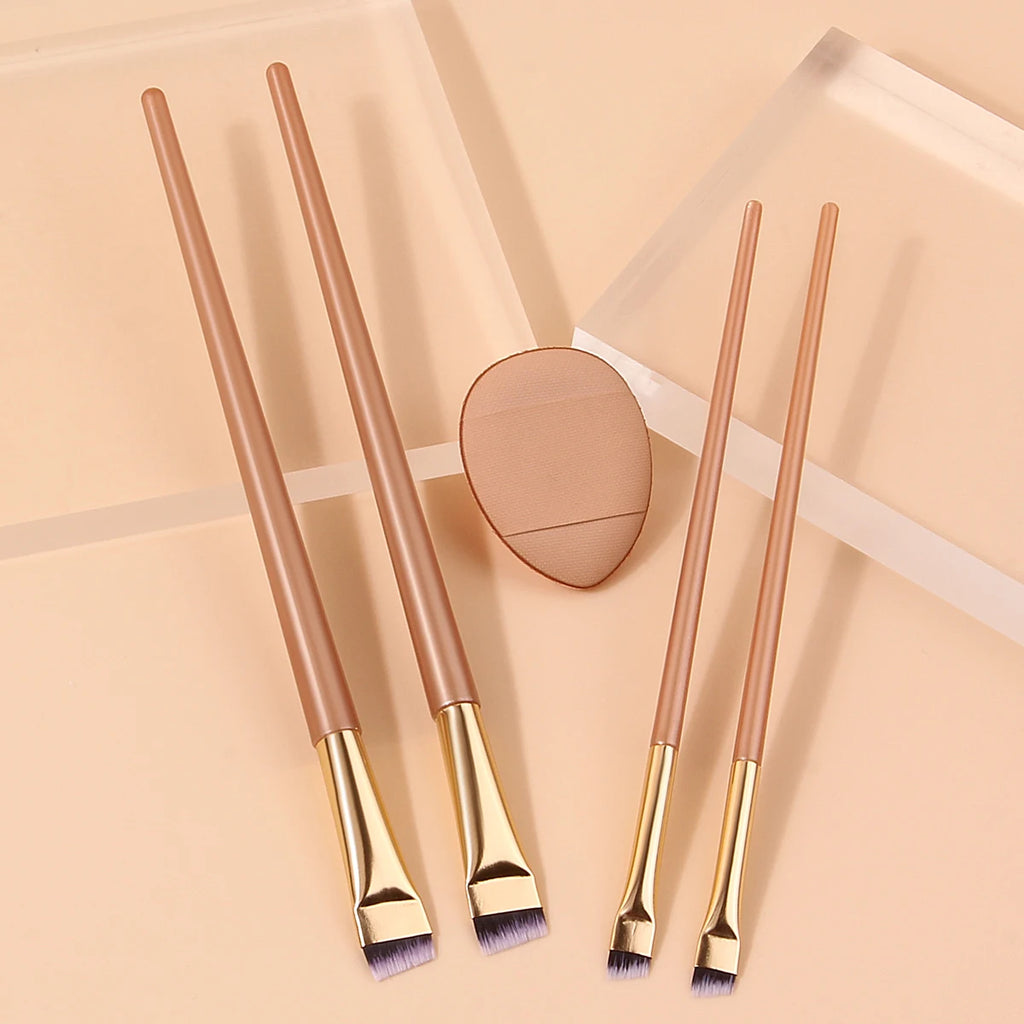 Nixie 5-Pc Makeup Brush Set – Eyeliner, Eyebrow & Puff Makeup Brush Set Nixie