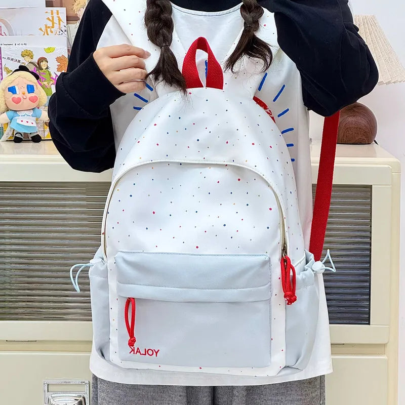 Korean Striped Polka Dot Nylon Backpack for Women | Nixie Women's Backpack Nixie