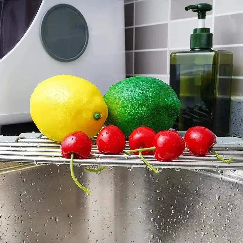 Roll-Up Triangle Dish Drying Rack | Foldable Corner Sink Organizer