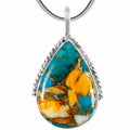Vintage Antique Silver Turquoise Drop Pendant Necklace Pendant Necklace Nixie MULTI