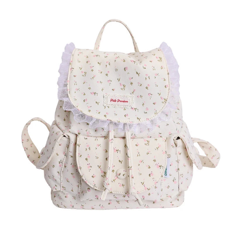 Korean Floral Canvas Backpack – Large Capacity Women's Bag Women's Canvas Backpack Nixie