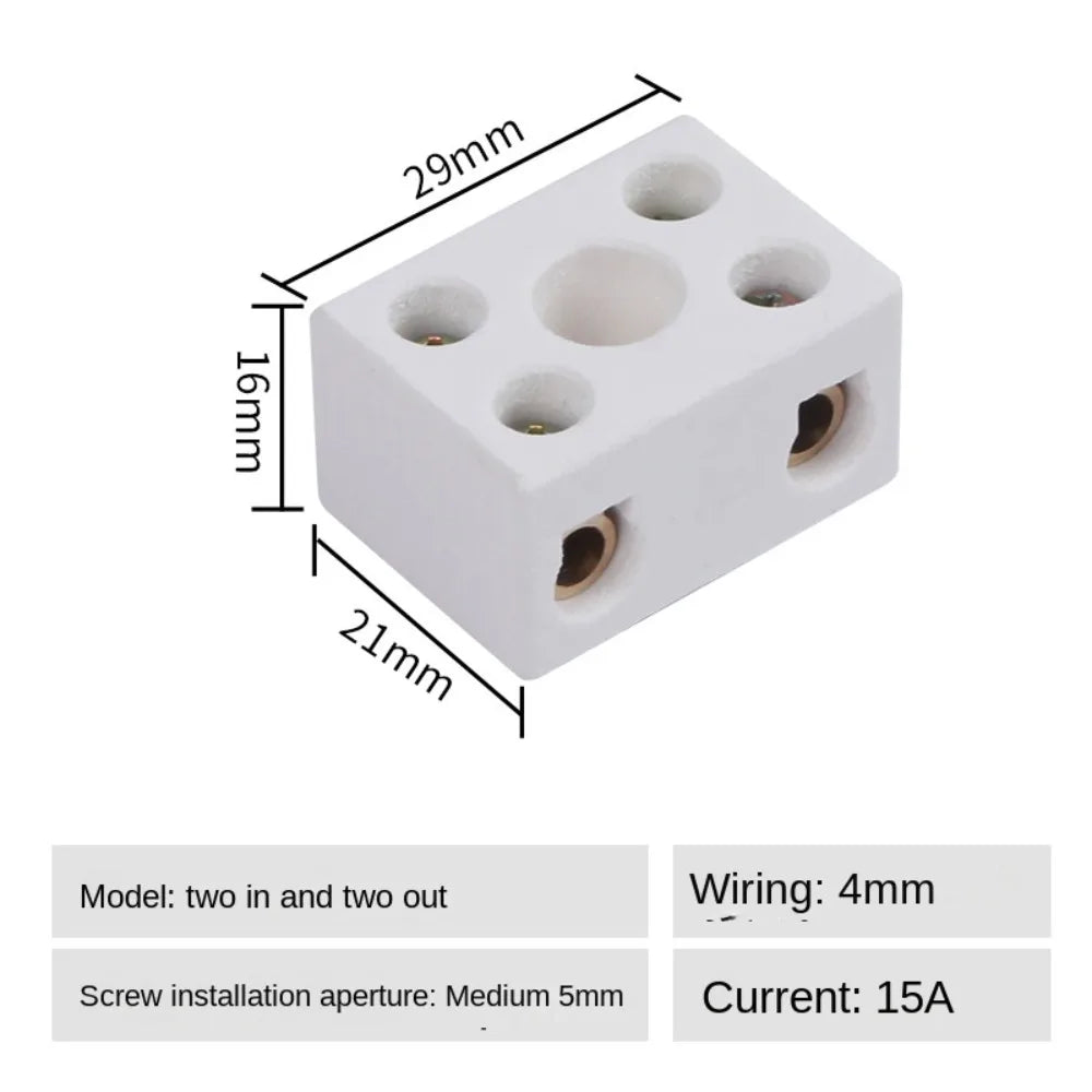 Ceramic Wiring Terminal Block – 1 In/1 Out & 2 In/2 Out Screw Ceramic Terminal Block Nixie