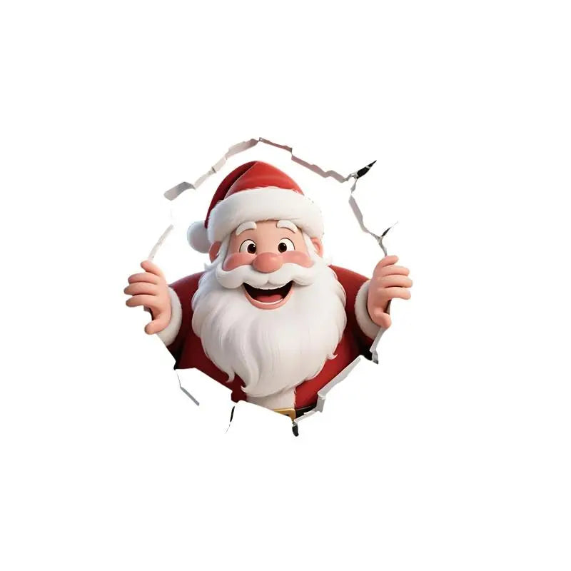 Christmas Santa Break-Through Window Decal PVC Sticker Xmas Decor Window Decal Sticker Nixie