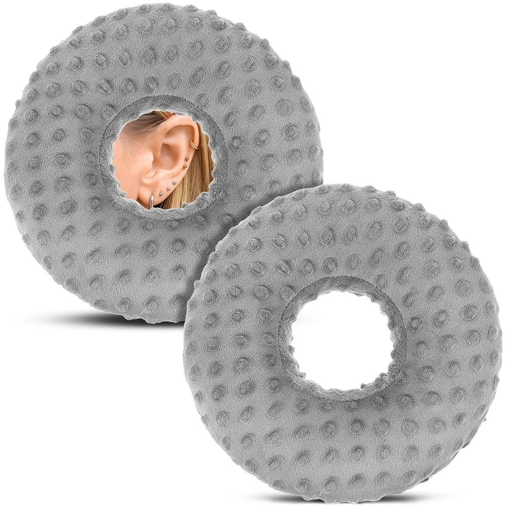 Cotton Ear Piercing Pillow with Ear Hole – Side Sleep Comfort Ear Piercing Pillow Nixie Grey