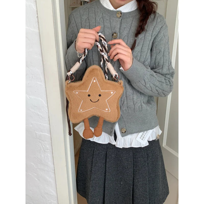 Korean Style Cute Plush Star Fluffy Crossbody Shoulder Bag Plush Crossbody Bag Nixie