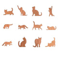 Wooden Stacking Cat Figurines – 12 Pcs Mini Desk Ornament Set