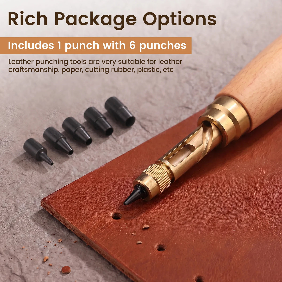 Japanese Screw Leather Hole Punch Tool Kit – 6 Tips, DIY Crafts