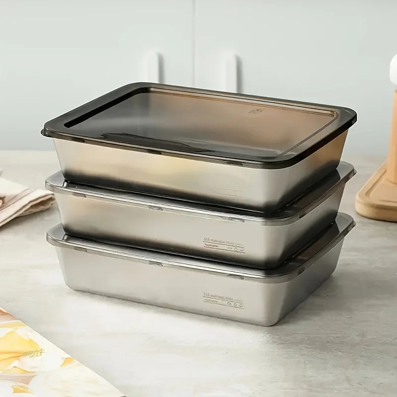Stainless Steel Food Containers with Lids – Stackable Meal Prep Set