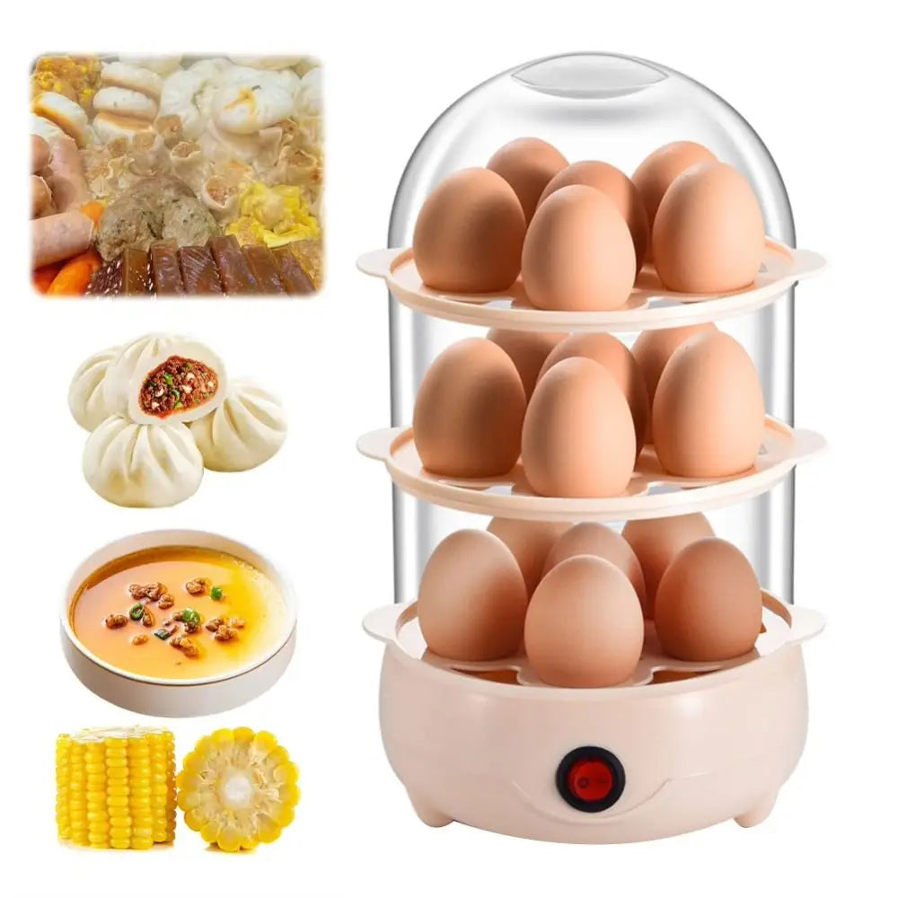 Portable Auto Shut-Off Multi-Layer Egg Boiler with Measuring Cup Electric Egg Cooker Nixie