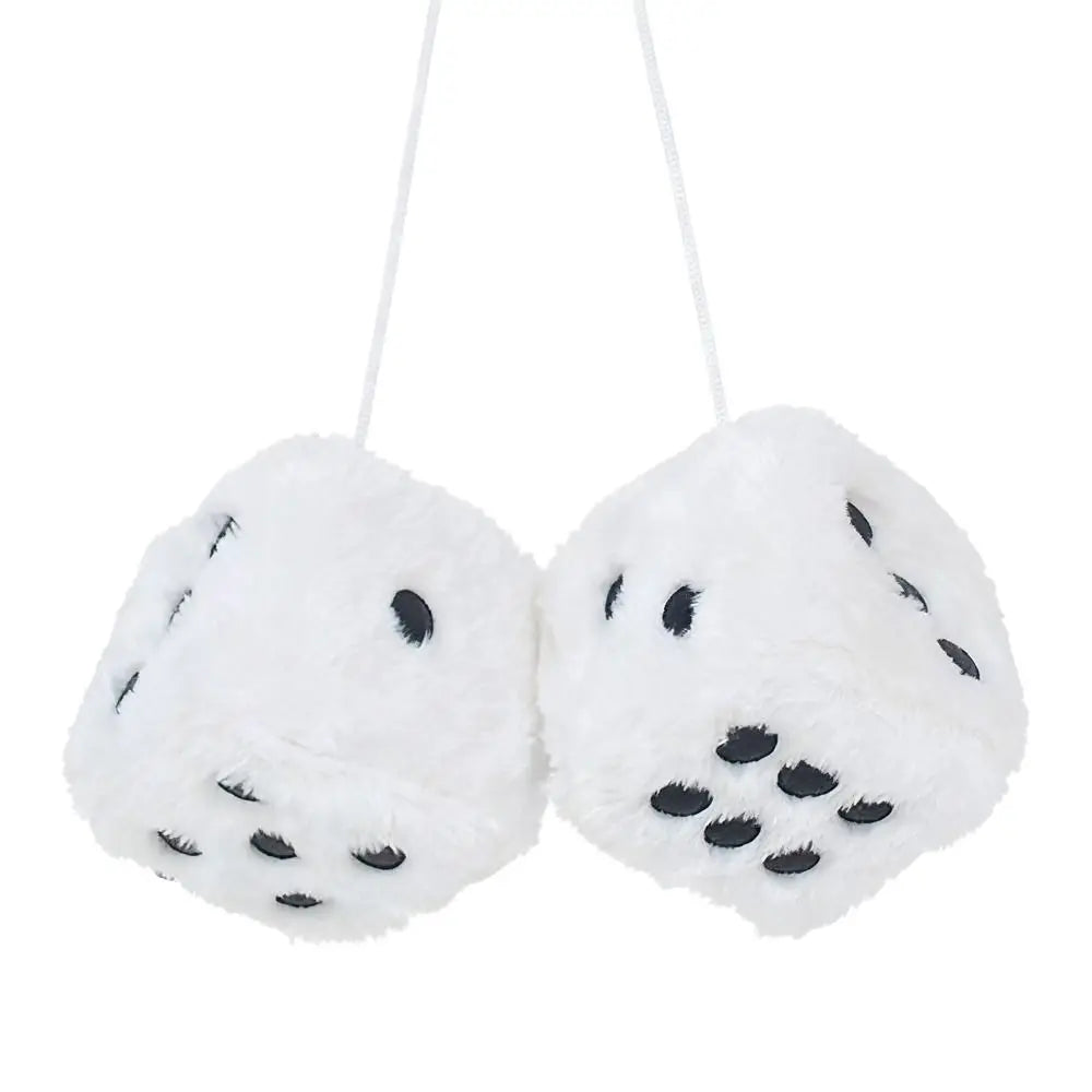 Fuzzy Plush Dice Car Hanging Ornament – Rearview Mirror Decor Car Hanging Ornament Nixie