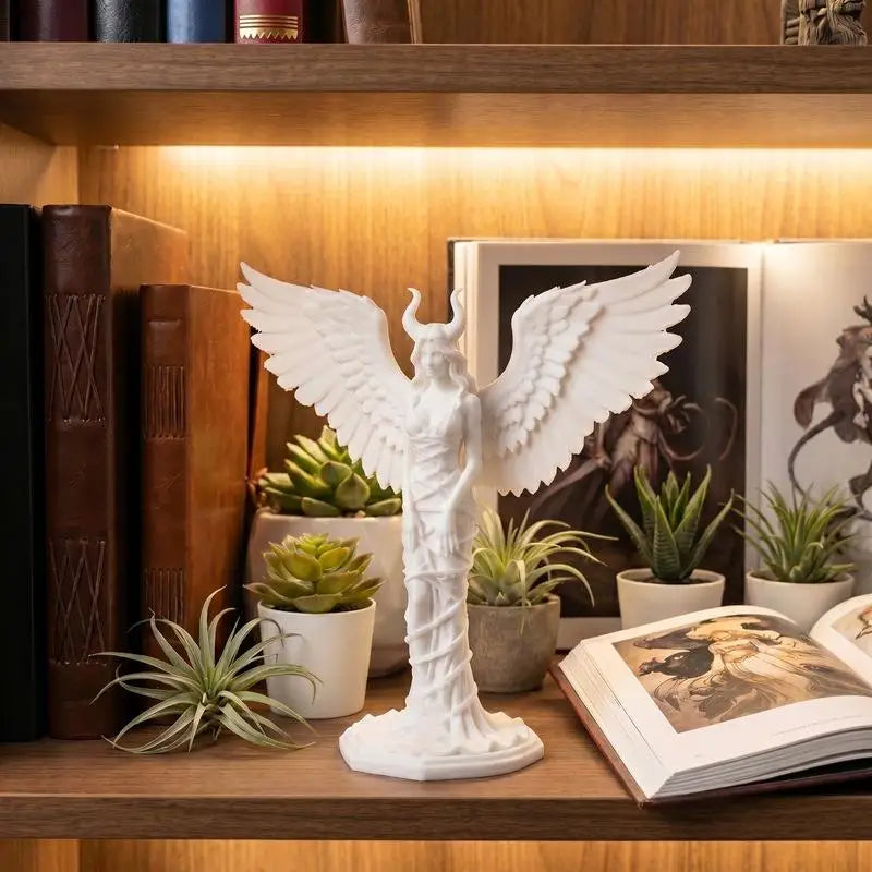 Praying Angel Figurine 3D Printed Matte White Guardian Statue Decorative Figurine Nixie