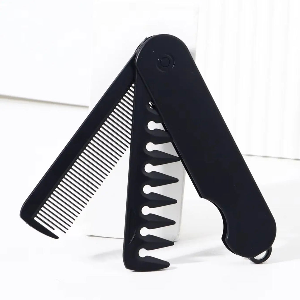 2-in-1 Folding Hair & Beard Comb – Dual Tooth Travel Styling Folding Grooming Comb Nixie