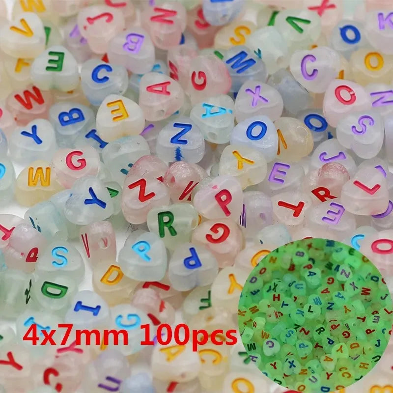 50pcs Letter Acrylic Beads 8x9mm Matte Luminous DIY Jewelry Making Jewelry Making Beads Nixie 17-4x7mm 100pcs