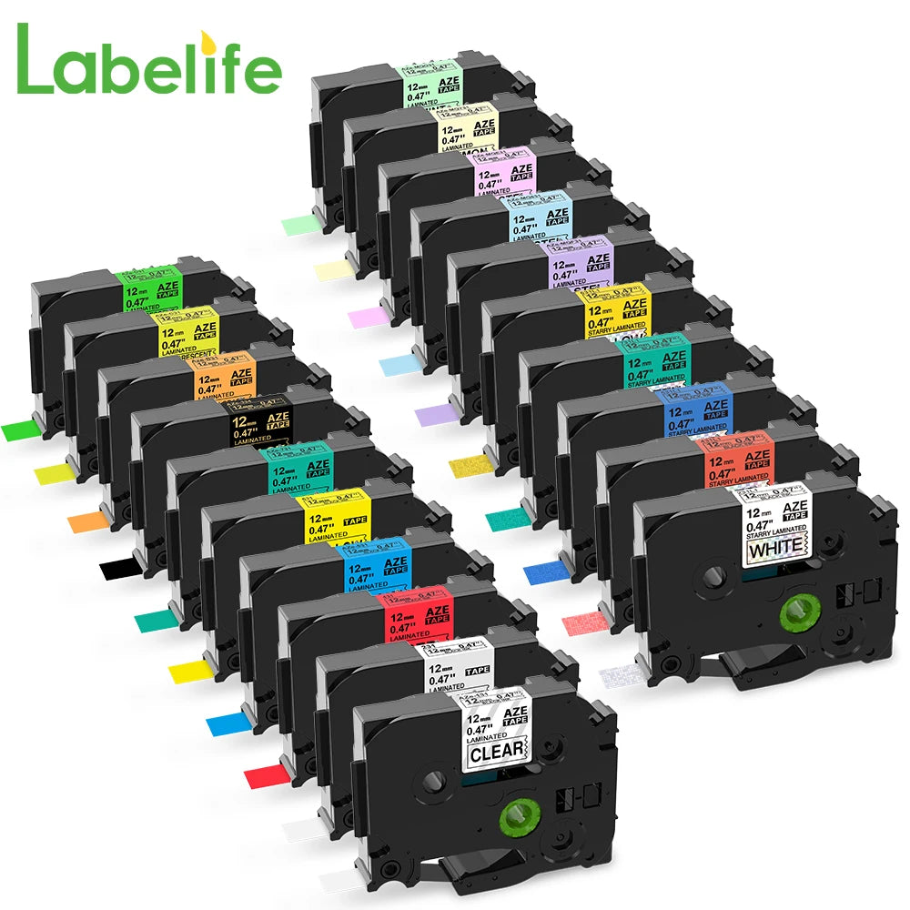Labelife 5-Pack TZe 12mm Label Tape – Brother P-Touch Compatible