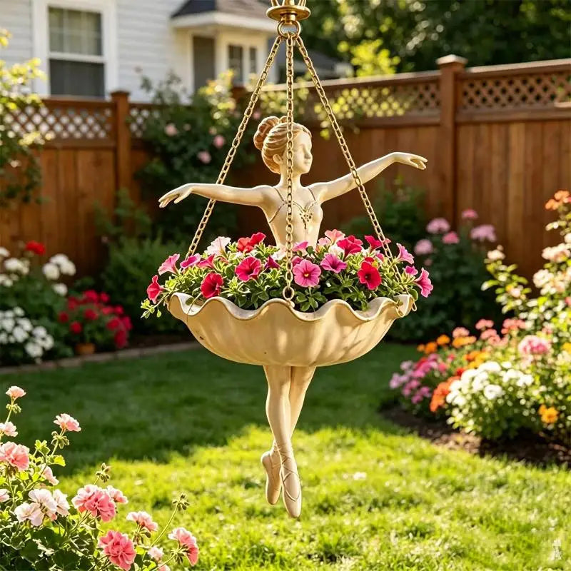Resin Ballet Dancer Hanging Planter – UV Resistant Ballerina Pot Hanging Planter Nixie Default Title