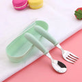 Portable 316L Stainless Steel Spoon & Fork Set with Box Portable Cutlery Set Nixie Green-2pcs