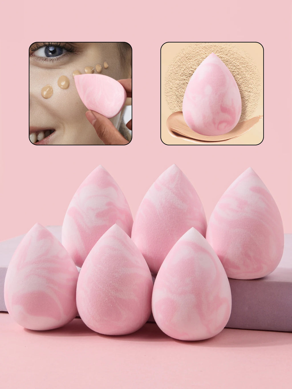 6PCS Makeup Sponge Powder Puff Set – Dry & Wet Beauty Eggs Makeup Sponge Set Nixie
