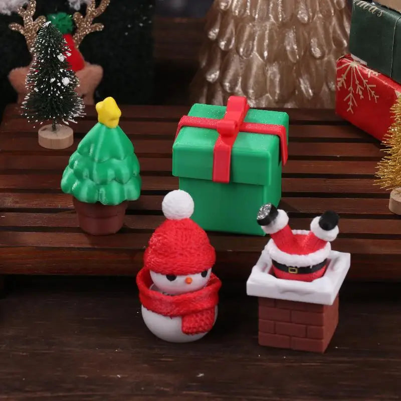 3D Santa Claus Chimney Clicker Toy Christmas Desk Ornament