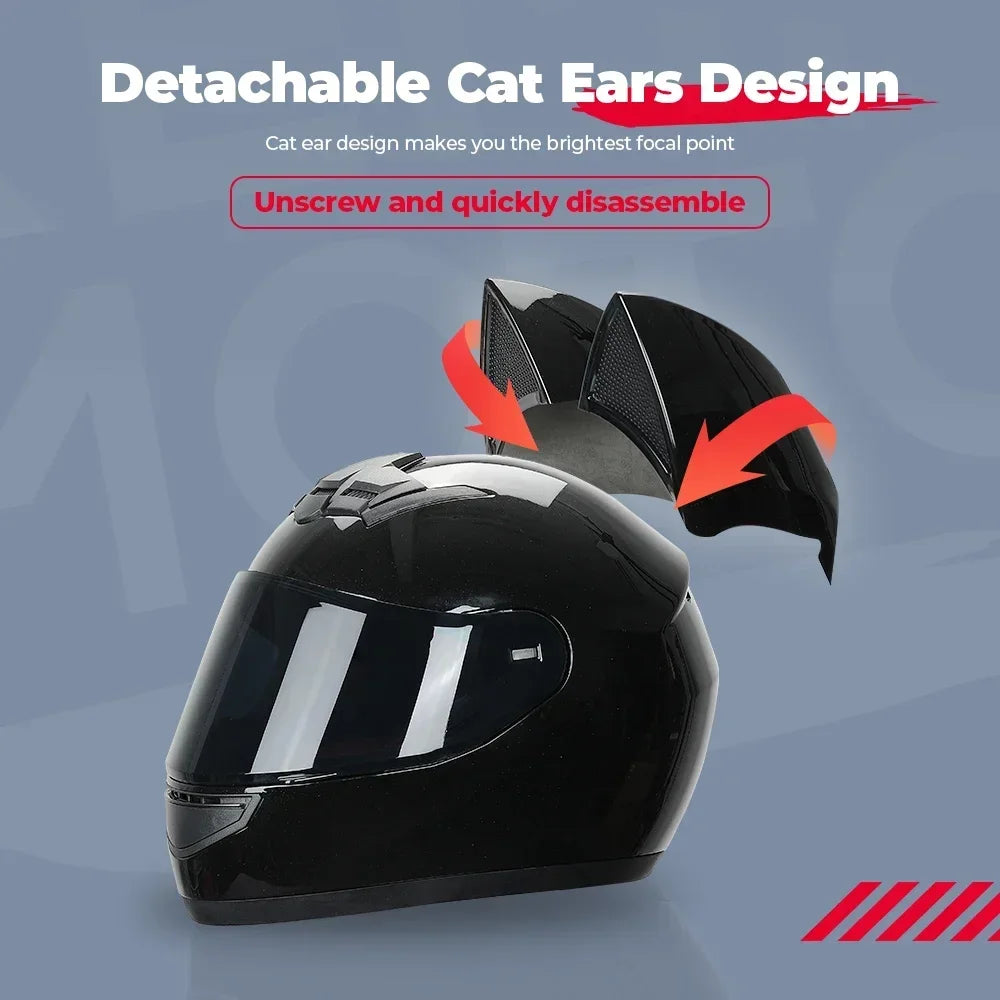 Cat Ear Full Face Motorcycle Helmet DOT Certified | Unisex Motorcycle Helmet Nixie