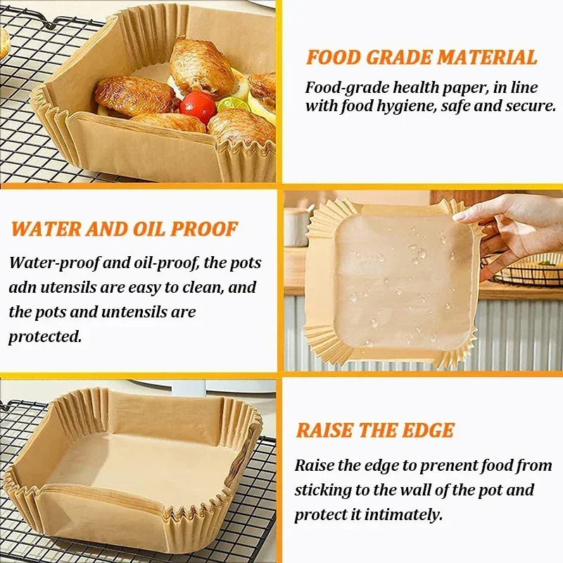 100/200Pcs Disposable Square Air Fryer Liners Non-Stick Baking Paper Air Fryer Liner Nixie