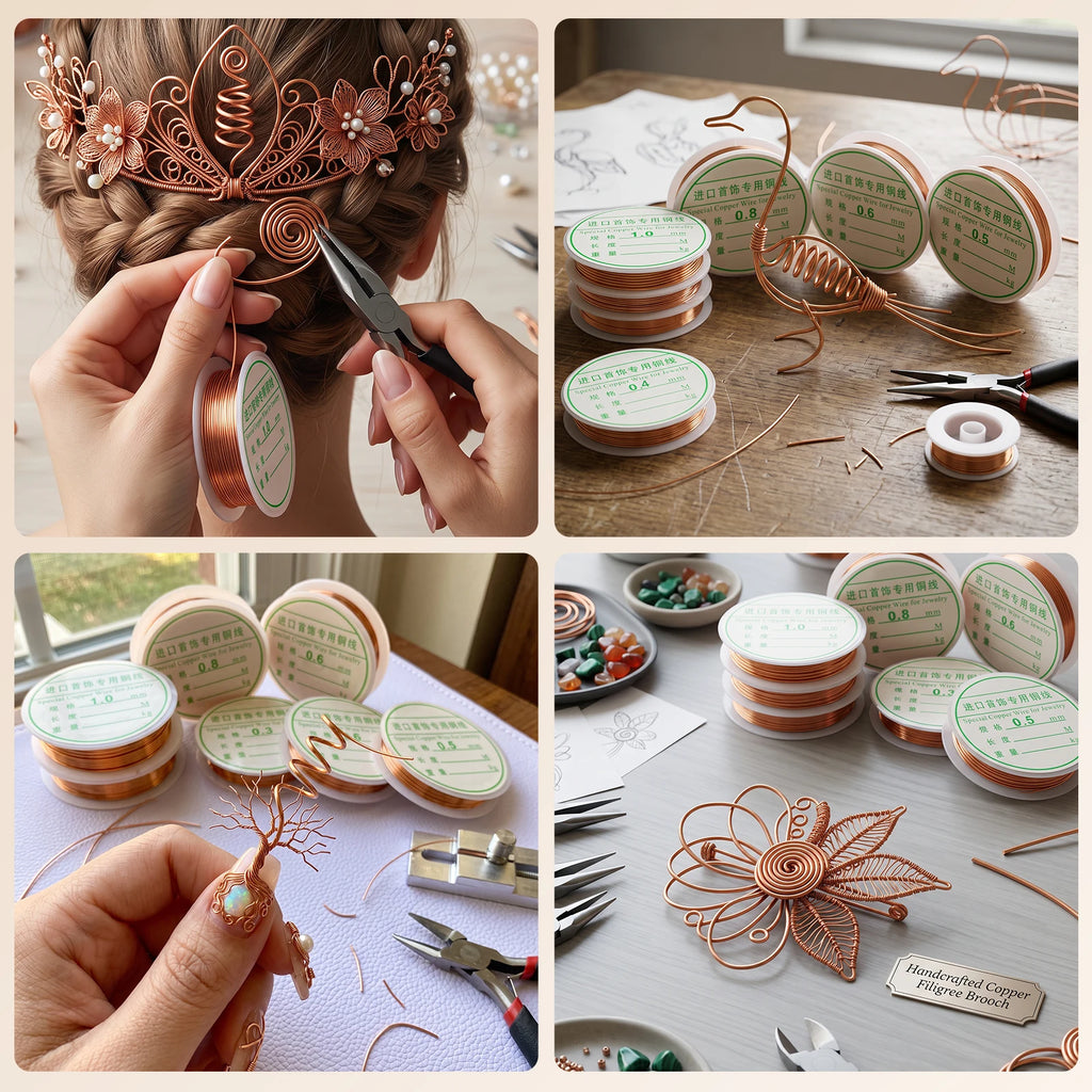 Copper Wire Kit for Jewelry Making – 7 Gauges, Anti-Tarnish Jewelry Craft Wire Nixie