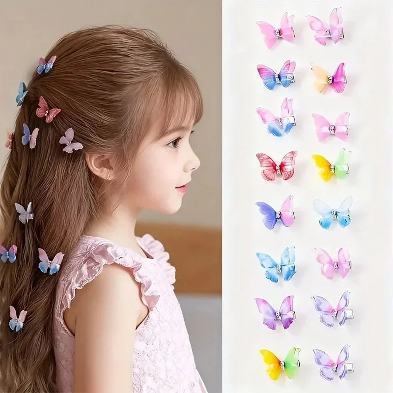 Gradient Butterfly Hair Clips Set 8/12 Pcs – Double Layer Barrette