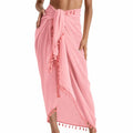 Sheer Beach Wrap Skirt Tassel Trim Bikini Cover Up | Nixie Bikini Cover Up Nixie Pink One Size
