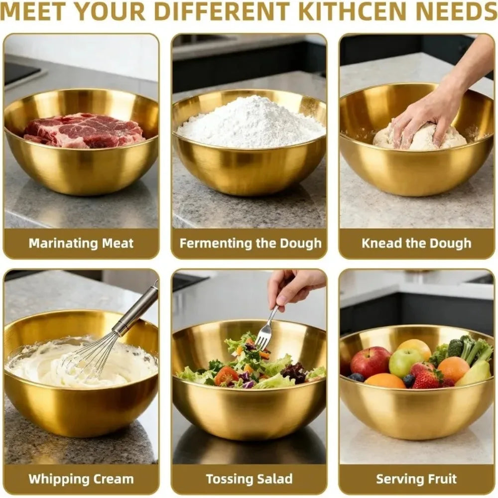 3-Piece Stainless Steel Mixing Bowls with Scale | Kitchen Set