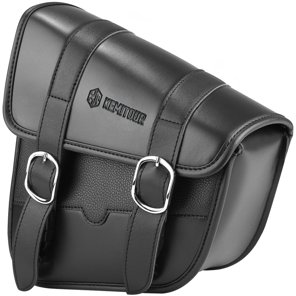 Retro Motorcycle Swingarm Saddlebag Left Side PU Leather Solo Bag Motorcycle Saddlebag Nixie KEMITOUR