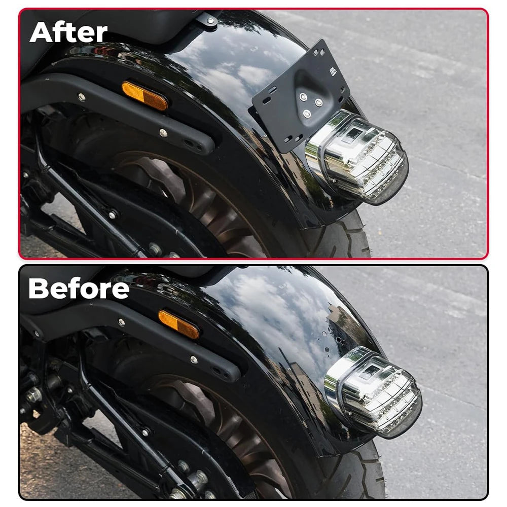 Motorcycle Curved Laydown License Plate Bracket | Softail Dyna License Plate Bracket Nixie